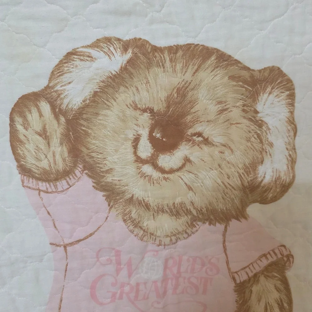 Vintage‎ 1980 Hallmark Koala Bear Baby Quilt Yellow Floral Worlds Greatest